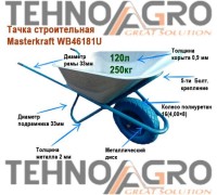 Тачка строительная MASTERKRAFT WB46181U