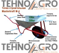 Тачка строительная MASTERKRAFT М-4